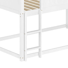 Bellemave® Twin Size House Bunk Bed with Safety Guardrail, Convertible Slide and Ladder - Bellemave
