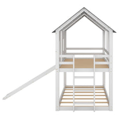 Bellemave® Twin Size House Bunk Bed with Slide and Windows - Bellemave