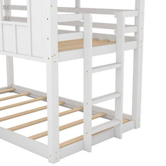 Bellemave® Twin Size House Bunk Bed with Slide and Windows - Bellemave