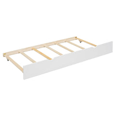 Bellemave® Twin Size House Bunk Bed with Trundle and Slide, Storage Staircase, Roof and Window Design - Bellemave