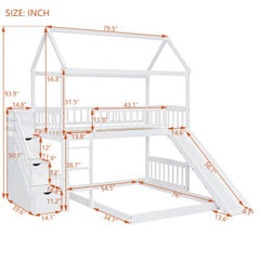 Bellemave® Twin Size House Bunk Bed with Two Drawers and Slide - Bellemave