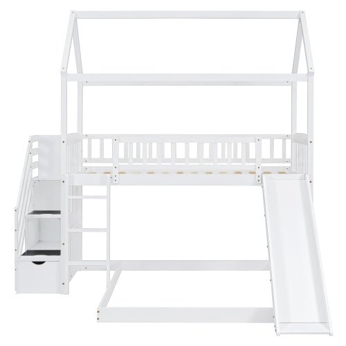 Bellemave® Twin Size House Bunk Bed with Two Drawers and Slide - Bellemave