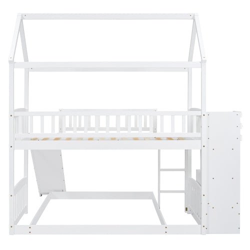 Bellemave® Twin Size House Bunk Bed with Two Drawers and Slide - Bellemave