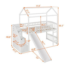 Bellemave® Twin Size House Loft Bed with Drawer,Staircase and Slide - Bellemave