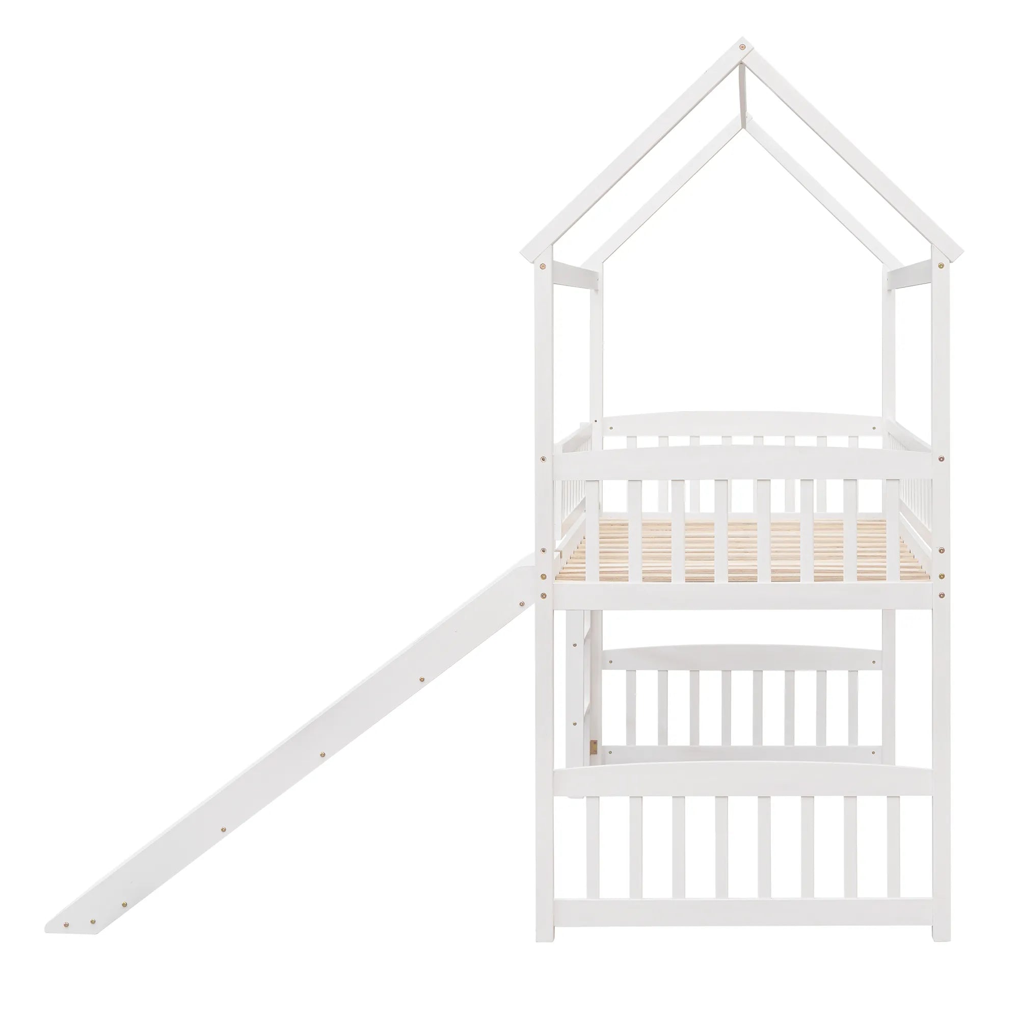 Bellemave® Twin Size House Loft Bed with Ladder and Slide - Bellemave