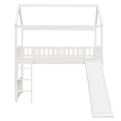 Bellemave® Twin Size House Loft Bed with Ladder and Slide - Bellemave
