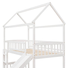 Bellemave® Twin Size House Loft Bed with Ladder and Slide - Bellemave