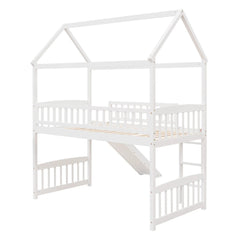 Bellemave® Twin Size House Loft Bed with Ladder and Slide - Bellemave