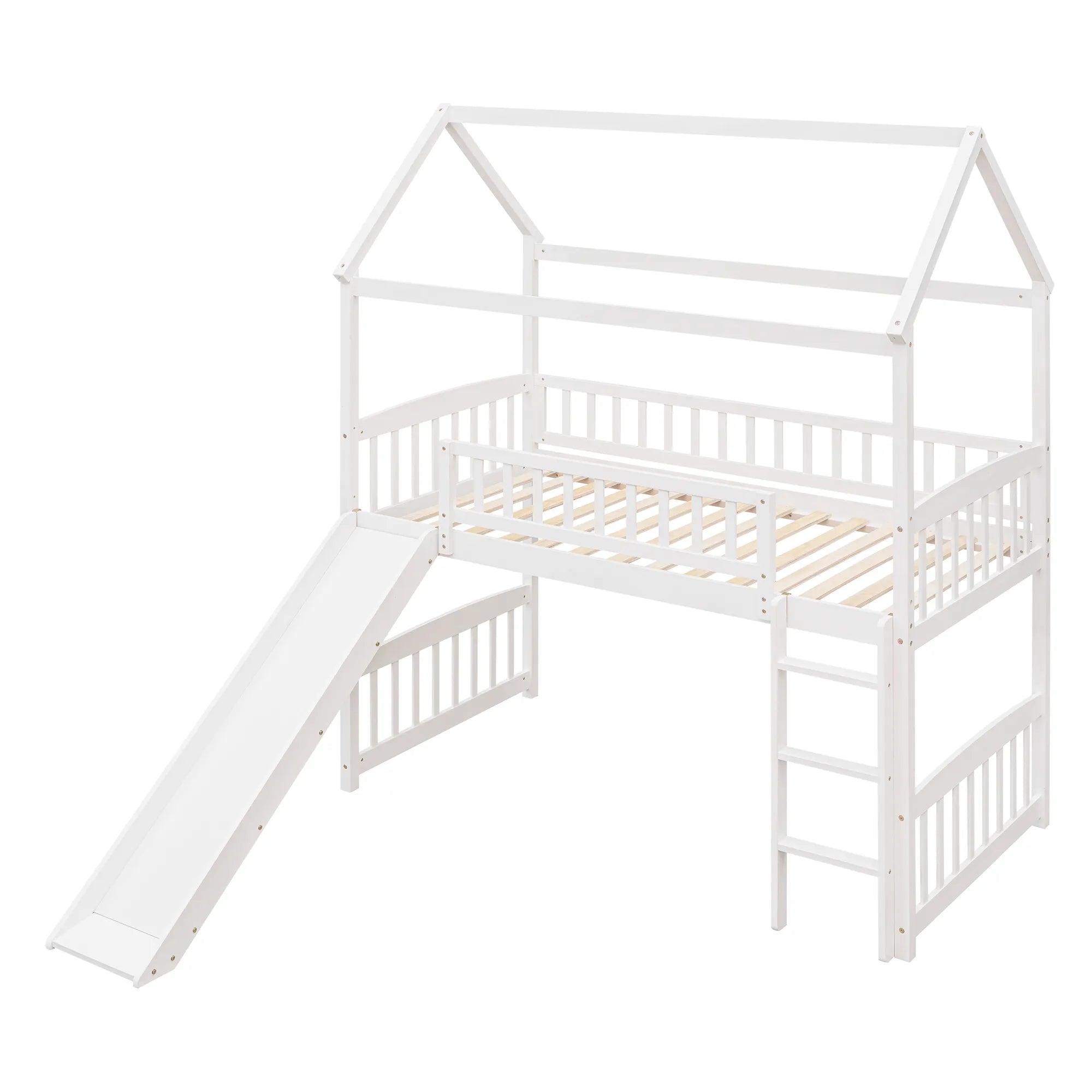 Bellemave® Twin Size House Loft Bed with Ladder and Slide - Bellemave