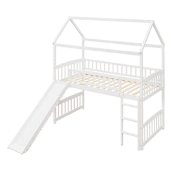 Bellemave® Twin Size House Loft Bed with Ladder and Slide - Bellemave
