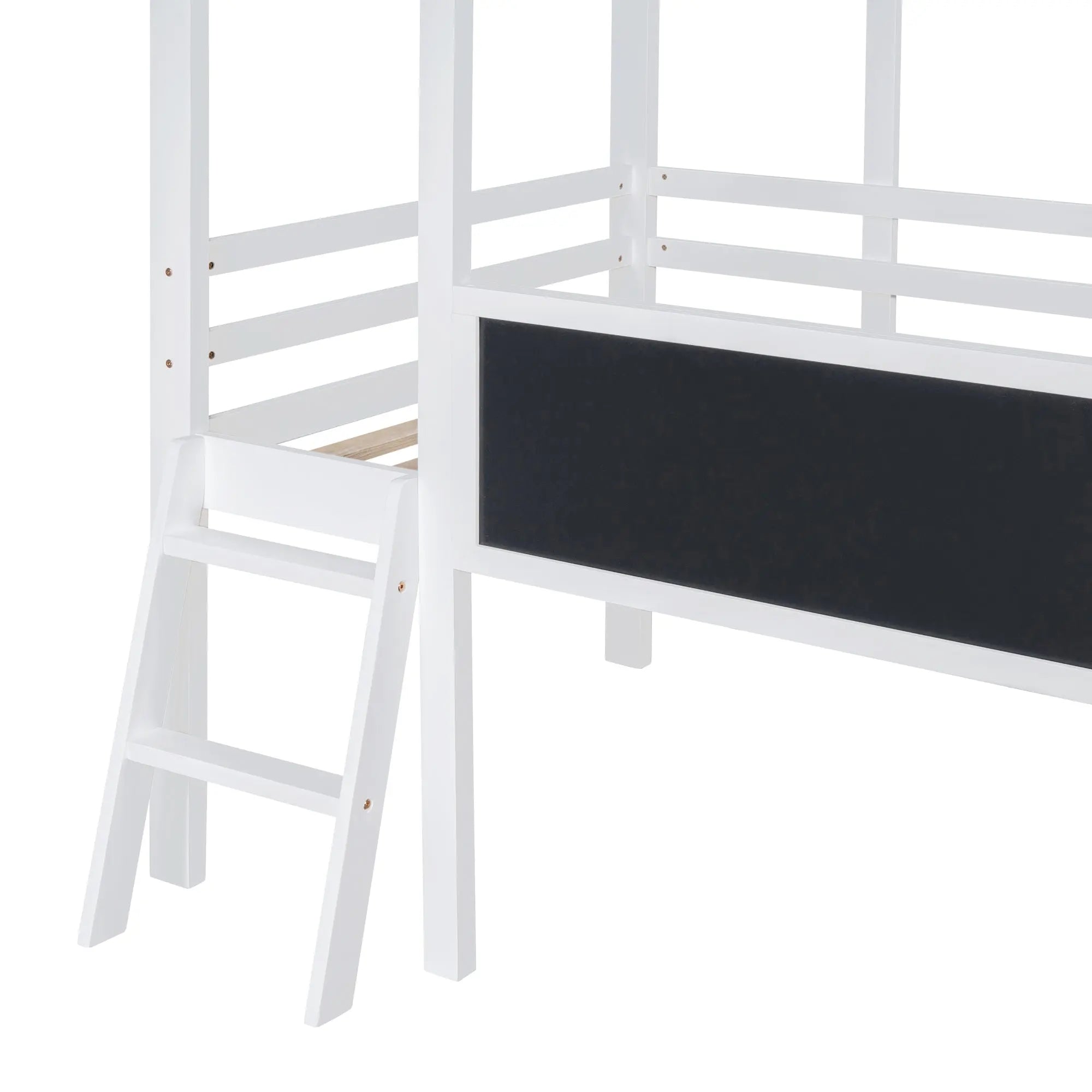 Bellemave® Twin Size House Loft Bed with Ladder and Slide,Blackboard and Light Strip on the Roof - Bellemave