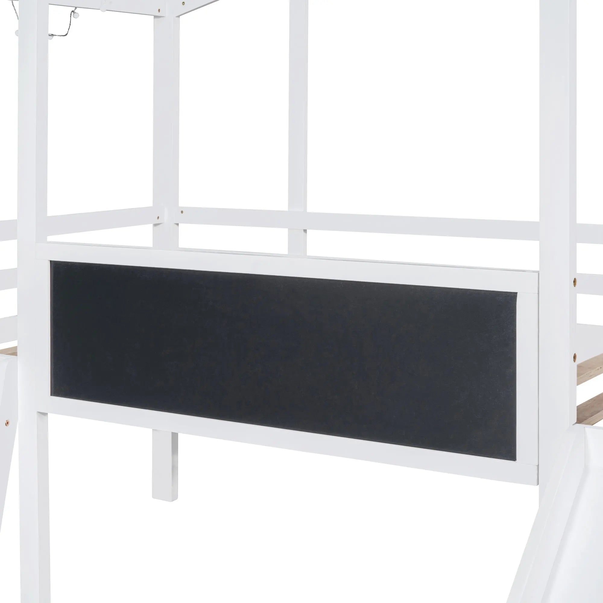 Bellemave® Twin Size House Loft Bed with Ladder and Slide,Blackboard and Light Strip on the Roof - Bellemave