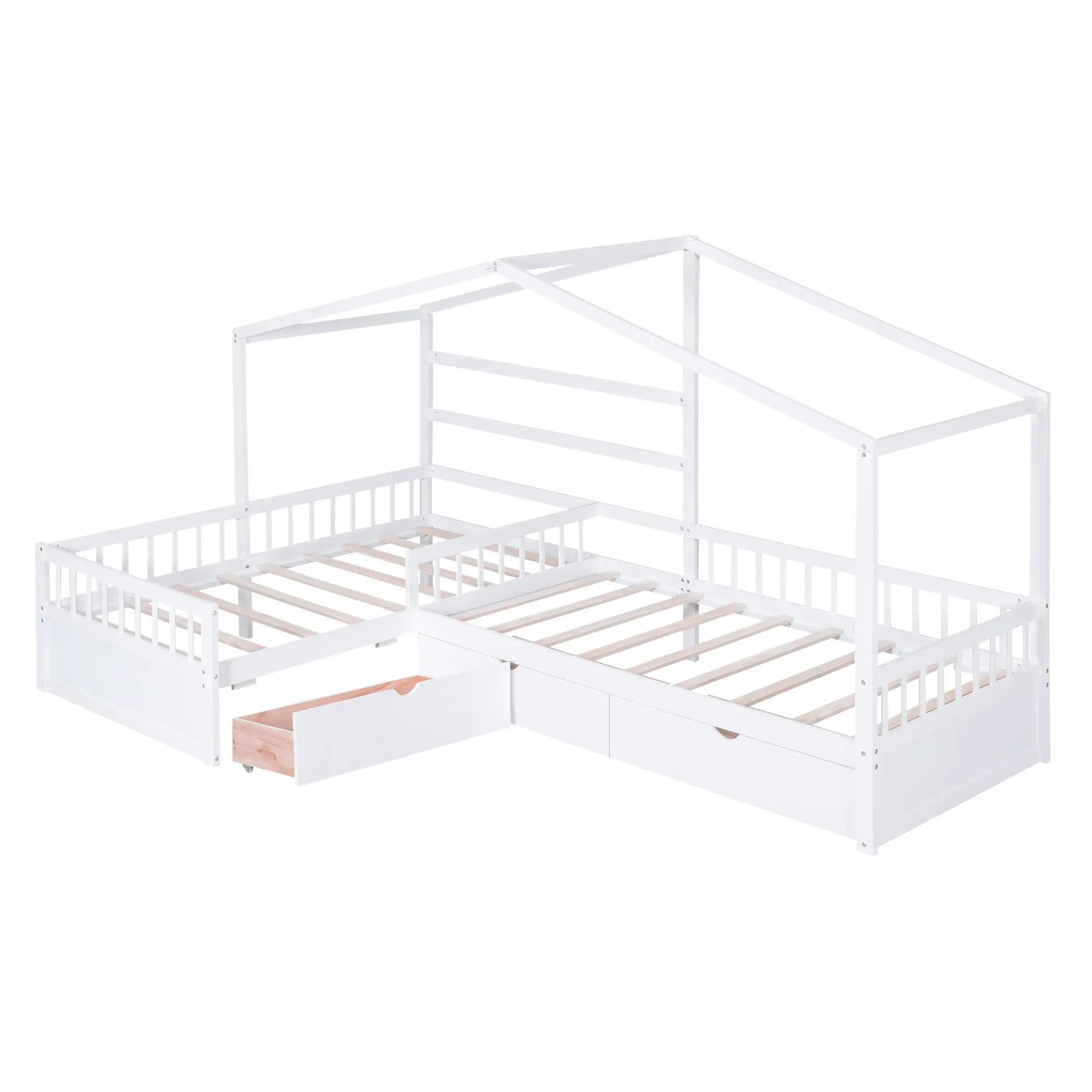Bellemave® Twin Size House Platform Bed with Three Storage Drawers - Bellemave