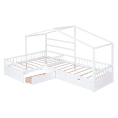 Bellemave® Twin Size House Platform Bed with Three Storage Drawers - Bellemave