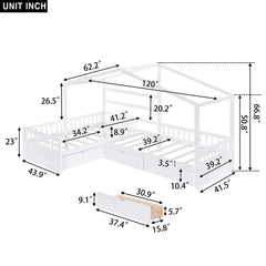 Bellemave® Twin Size House Platform Bed with Three Storage Drawers - Bellemave