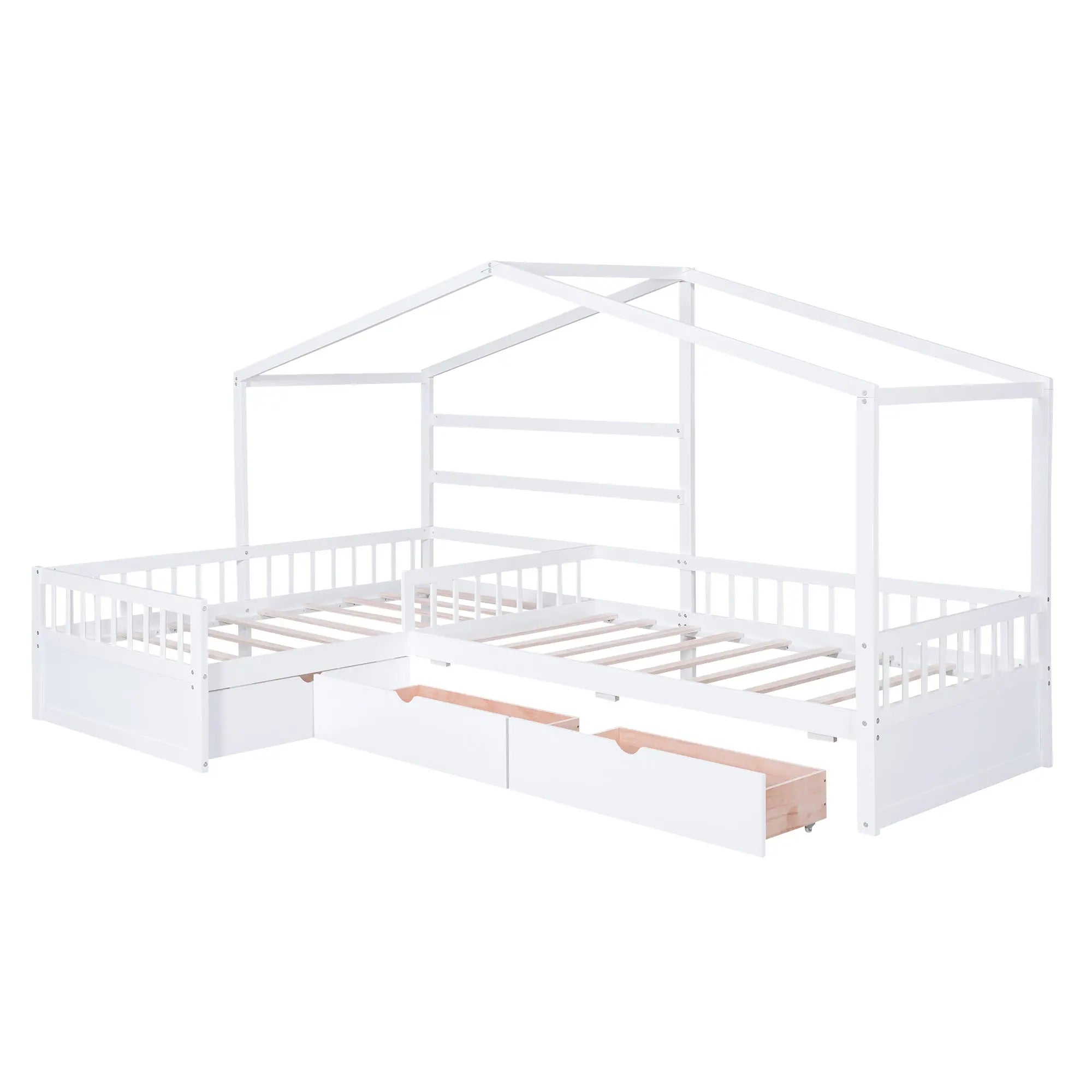 Bellemave® Twin Size House Platform Bed with Three Storage Drawers - Bellemave