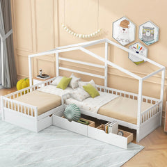 Bellemave® Twin Size House Platform Bed with Three Storage Drawers - Bellemave