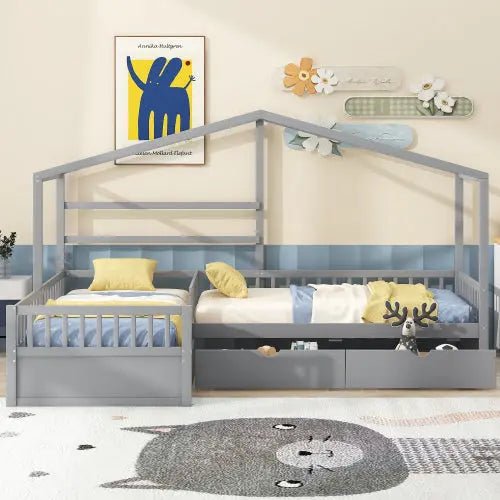 Bellemave® Twin Size House Platform Bed with Three Storage Drawers - Bellemave