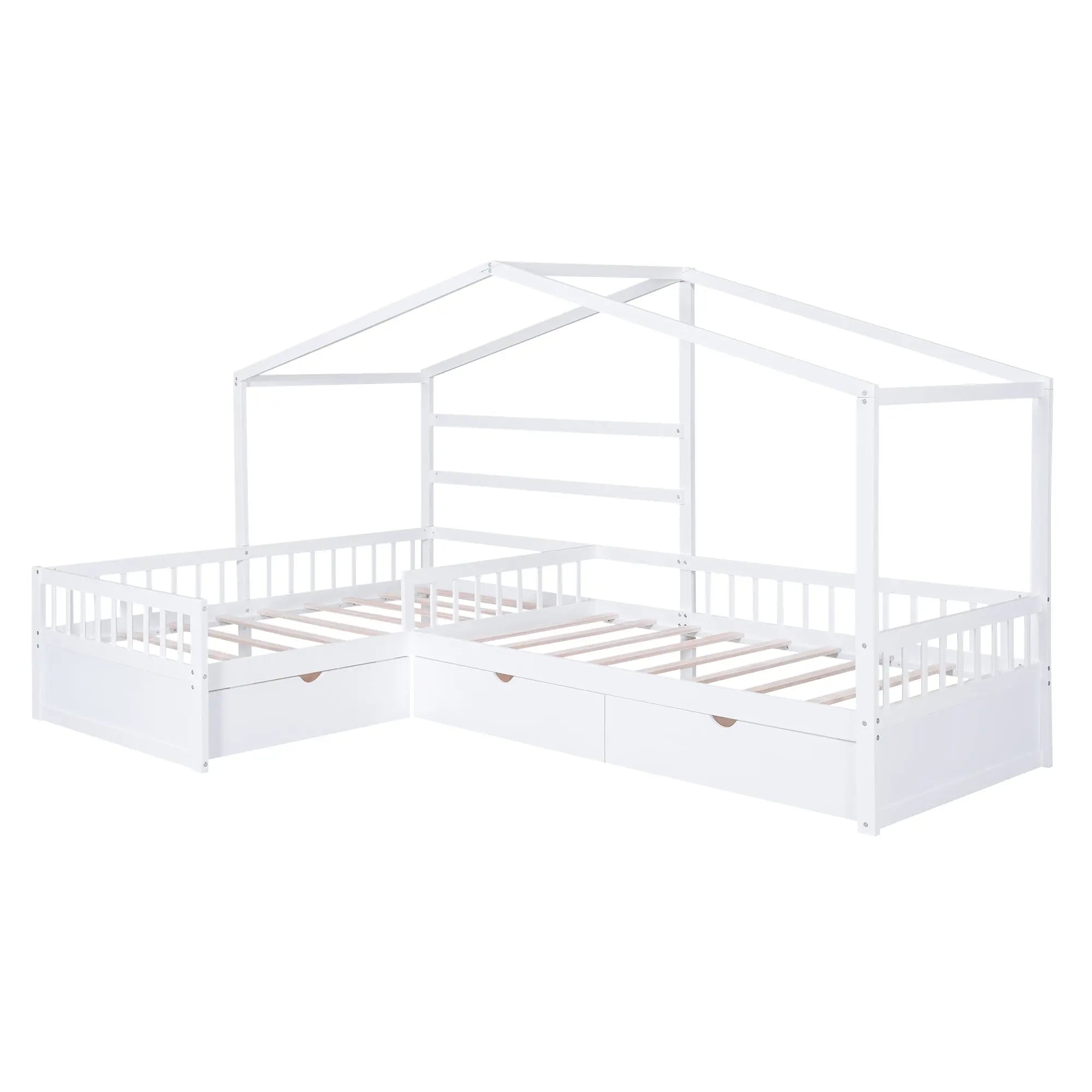 Bellemave® Twin Size House Platform Bed with Three Storage Drawers - Bellemave
