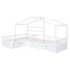Bellemave® Twin Size House Platform Bed with Three Storage Drawers - Bellemave