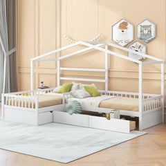 Bellemave® Twin Size House Platform Bed with Three Storage Drawers - Bellemave
