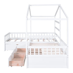 Bellemave® Twin Size House Platform Bed with Three Storage Drawers - Bellemave