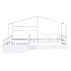 Bellemave® Twin Size House Platform Bed with Three Storage Drawers - Bellemave