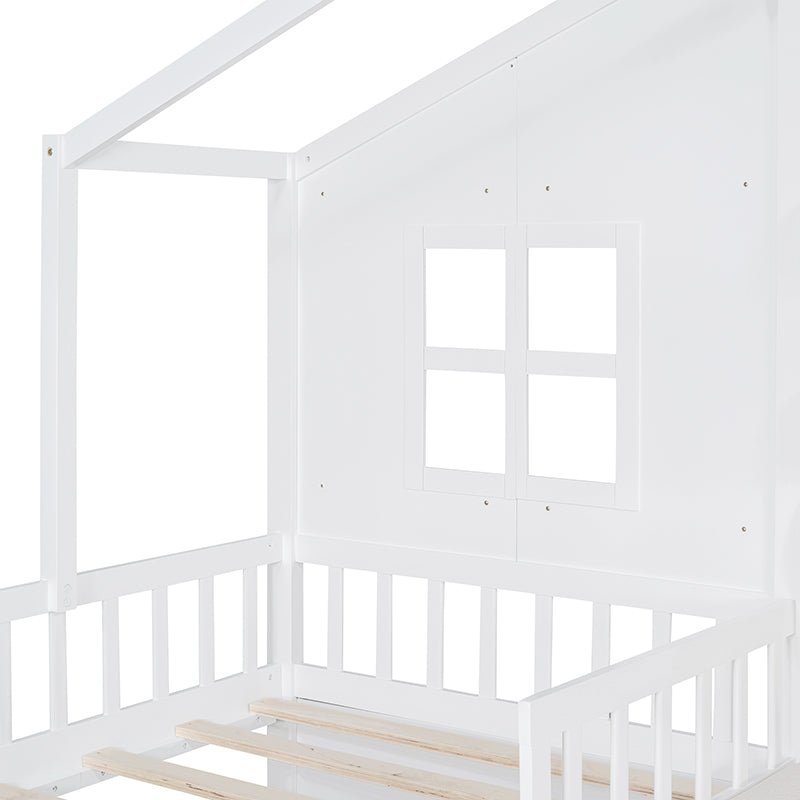 Bellemave® Twin Size House Platform Bed with Two Drawers and Storage Shelf - Bellemave