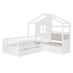 Bellemave® Twin Size House Platform Bed with Two Drawers and Storage Shelf - Bellemave