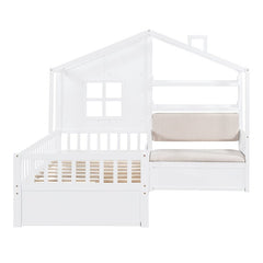 Bellemave® Twin Size House Platform Bed with Two Drawers and Storage Shelf - Bellemave