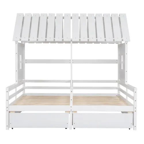 Bellemave® Twin Size House Platform Beds with Two Drawers - Bellemave