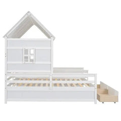 Bellemave® Twin Size House Platform Beds with Two Drawers - Bellemave