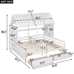 Bellemave® Twin Size House Platform Beds with Two Drawers - Bellemave