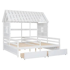 Bellemave® Twin Size House Platform Beds with Two Drawers - Bellemave