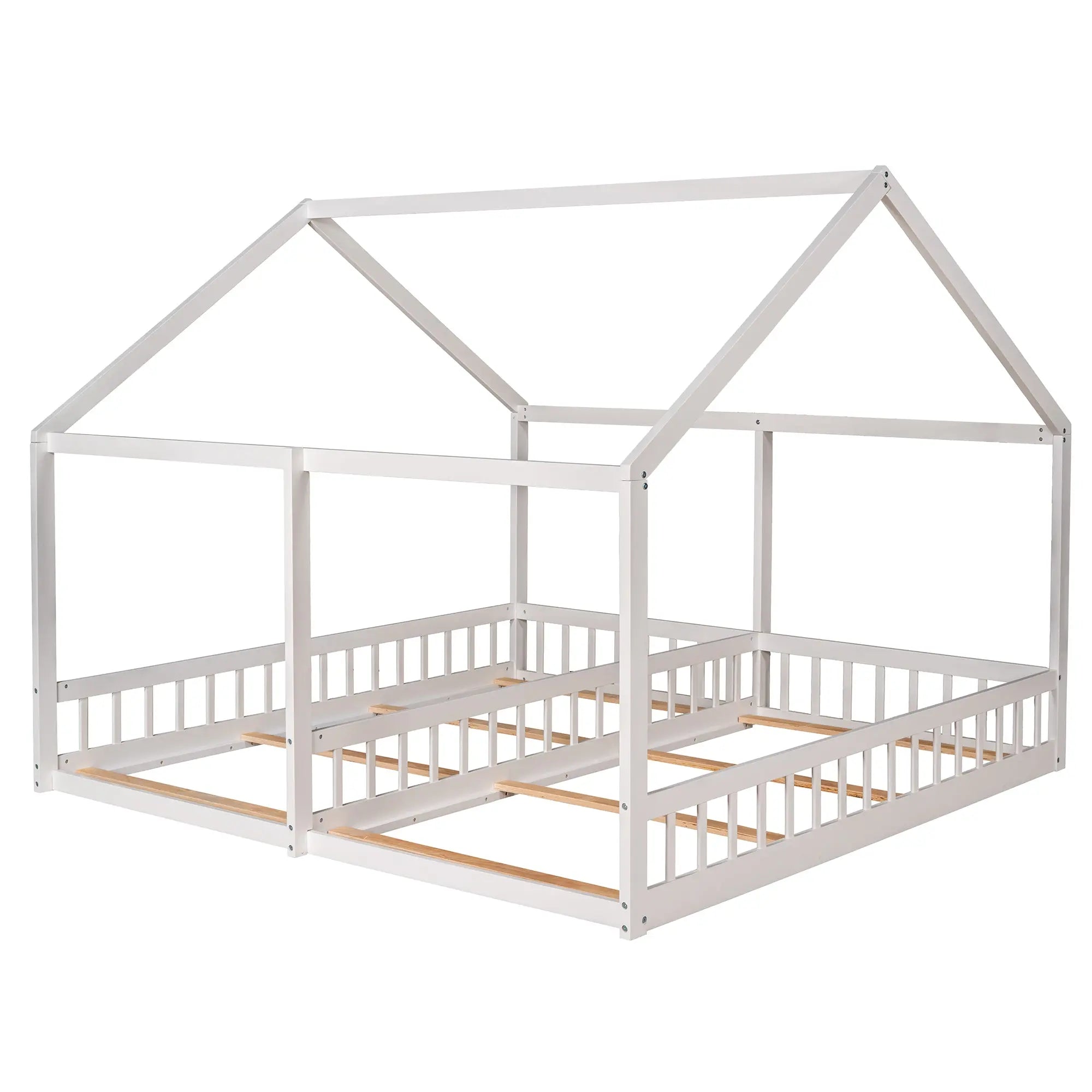 Bellemave® Twin Size House Platform Beds,Two Shared Beds - Bellemave