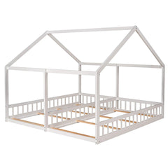 Bellemave® Twin Size House Platform Beds,Two Shared Beds - Bellemave