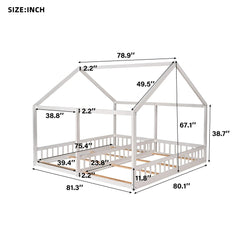 Bellemave® Twin Size House Platform Beds,Two Shared Beds - Bellemave