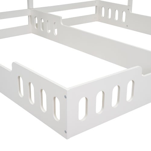 Bellemave® Twin Size House Platform Beds,Two Shared Beds with Shelves and Guardrail - Bellemave