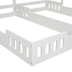 Bellemave® Twin Size House Platform Beds,Two Shared Beds with Shelves and Guardrail - Bellemave