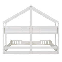Bellemave® Twin Size House Platform Beds,Two Shared Beds with Shelves and Guardrail - Bellemave