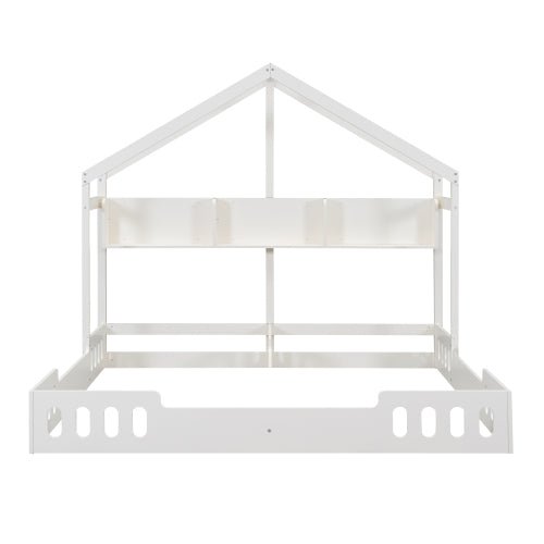 Bellemave® Twin Size House Platform Beds,Two Shared Beds with Shelves and Guardrail - Bellemave
