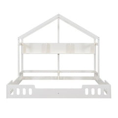 Bellemave® Twin Size House Platform Beds,Two Shared Beds with Shelves and Guardrail - Bellemave