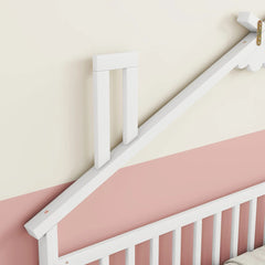 Bellemave® Twin Size House - Shaped Bedside Floor Bed with Guardrails, Slats, without Door - Bellemave