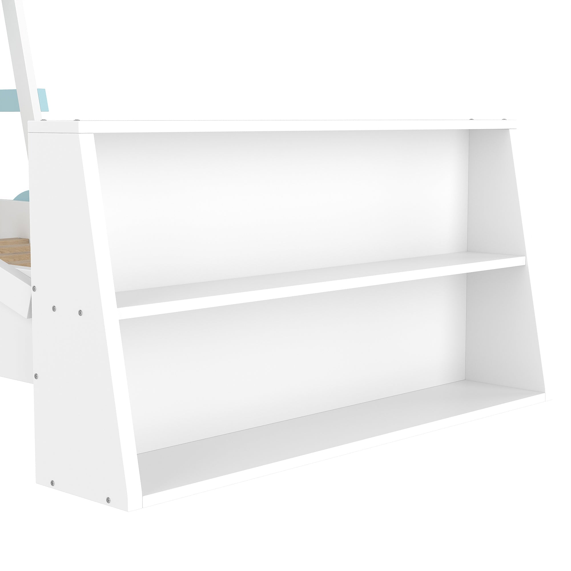 Bellemave® Twin Size Kids Car Bed with Storage Shelves, Twin Platform Bed Frame in Car - Shaped with Storage for Kids Boys Girls (Blue+White) - Bellemave
