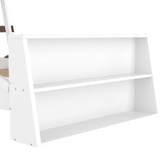Bellemave® Twin Size Kids Car Bed with Storage Shelves, Twin Platform Bed Frame in Car - Shaped with Storage for Kids Boys Girls (Blue+White) - Bellemave