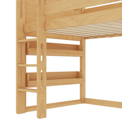 Bellemave® Twin Size Kids Loft Bed with Slide and Bookshelf,Solid Wood House Loft Bed Frame with Convertible Ladder for Kids,Playhouse,Natural - Bellemave