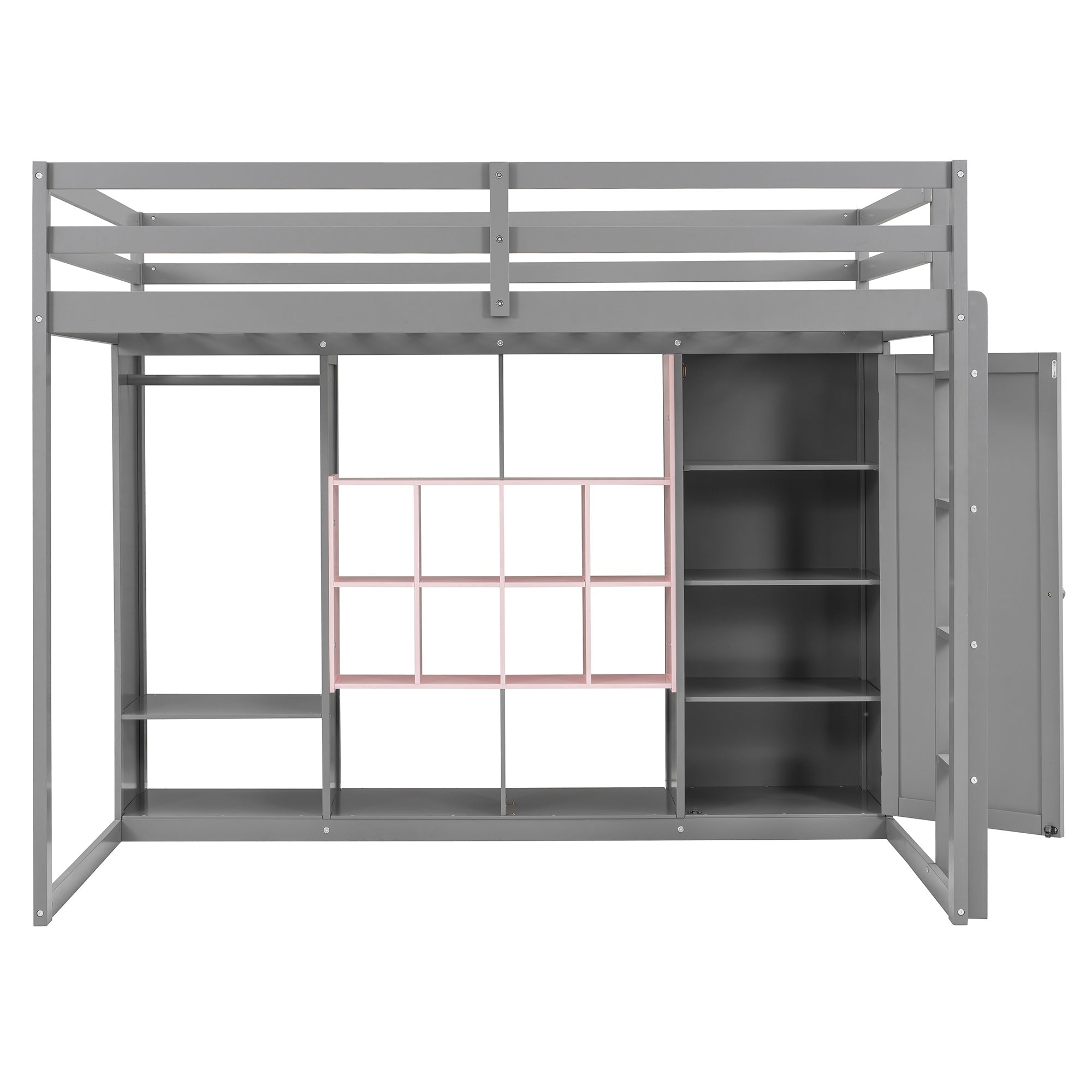 Bellemave® Twin Size Kids Loft Bed with Wardrobe and Shelves, Wooden Loft Bed Frame with Storage Cabinet for Kids Teens (White+Yellow) - Bellemave