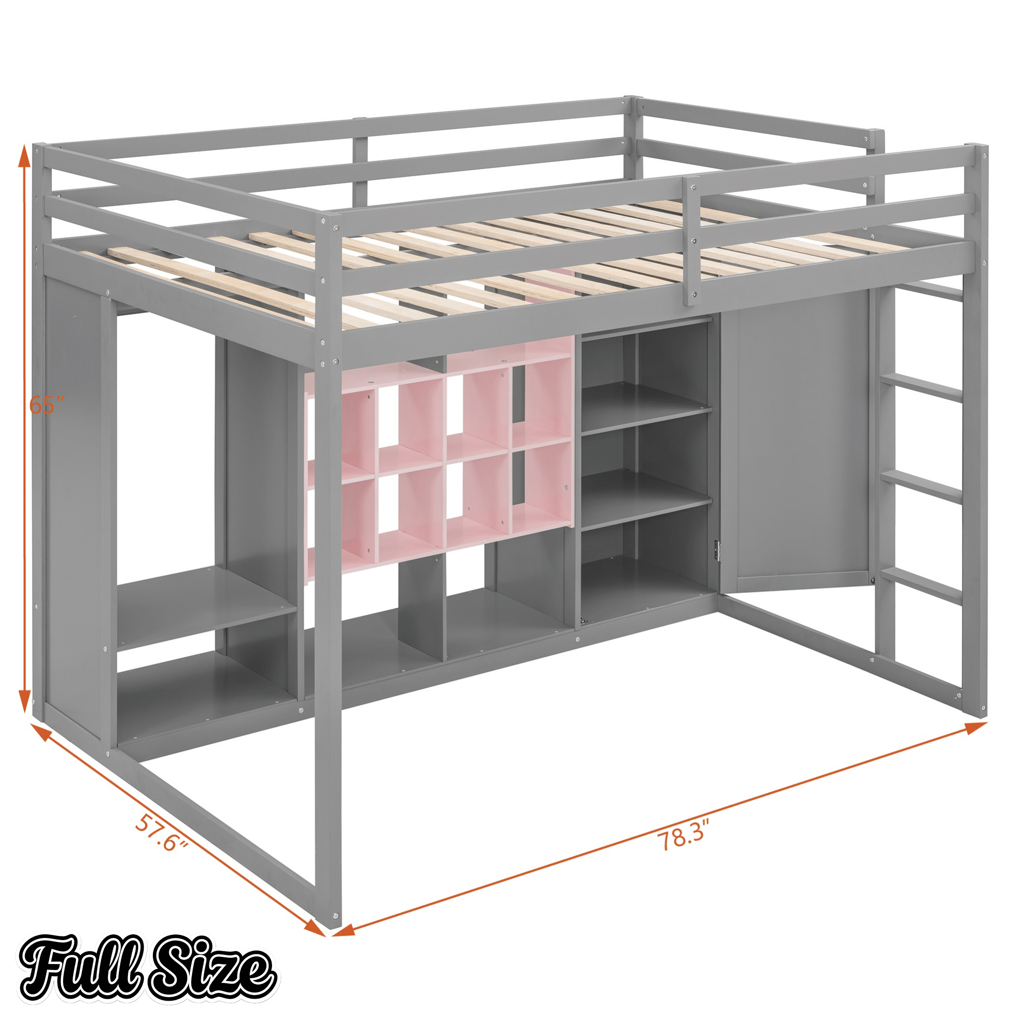 Bellemave® Twin Size Kids Loft Bed with Wardrobe and Shelves, Wooden Loft Bed Frame with Storage Cabinet for Kids Teens (White+Yellow) - Bellemave