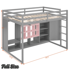 Bellemave® Twin Size Kids Loft Bed with Wardrobe and Shelves, Wooden Loft Bed Frame with Storage Cabinet for Kids Teens (White+Yellow) - Bellemave