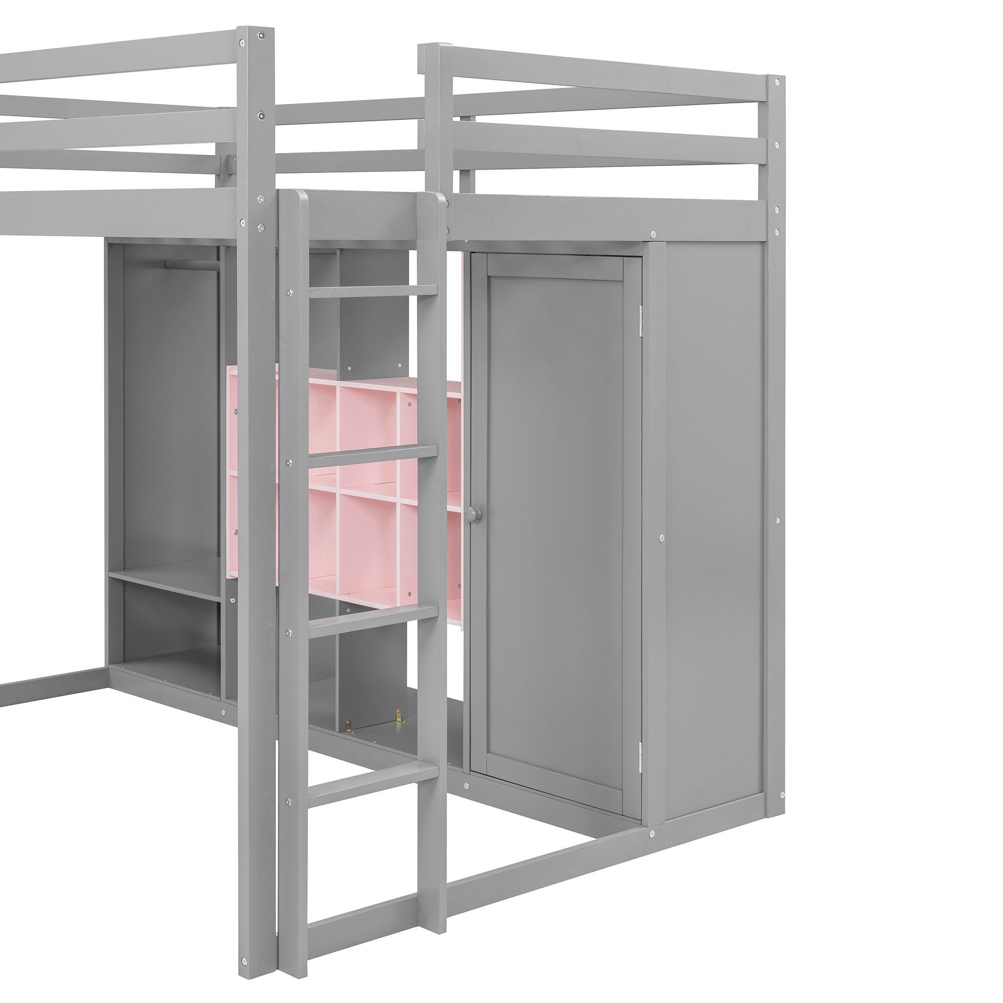 Bellemave® Twin Size Kids Loft Bed with Wardrobe and Shelves, Wooden Loft Bed Frame with Storage Cabinet for Kids Teens (White+Yellow) - Bellemave